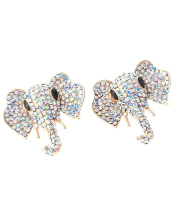 Crystal Elephant Post Earrings