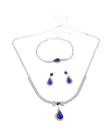 Rhinestone Necklace Bracelet Set 